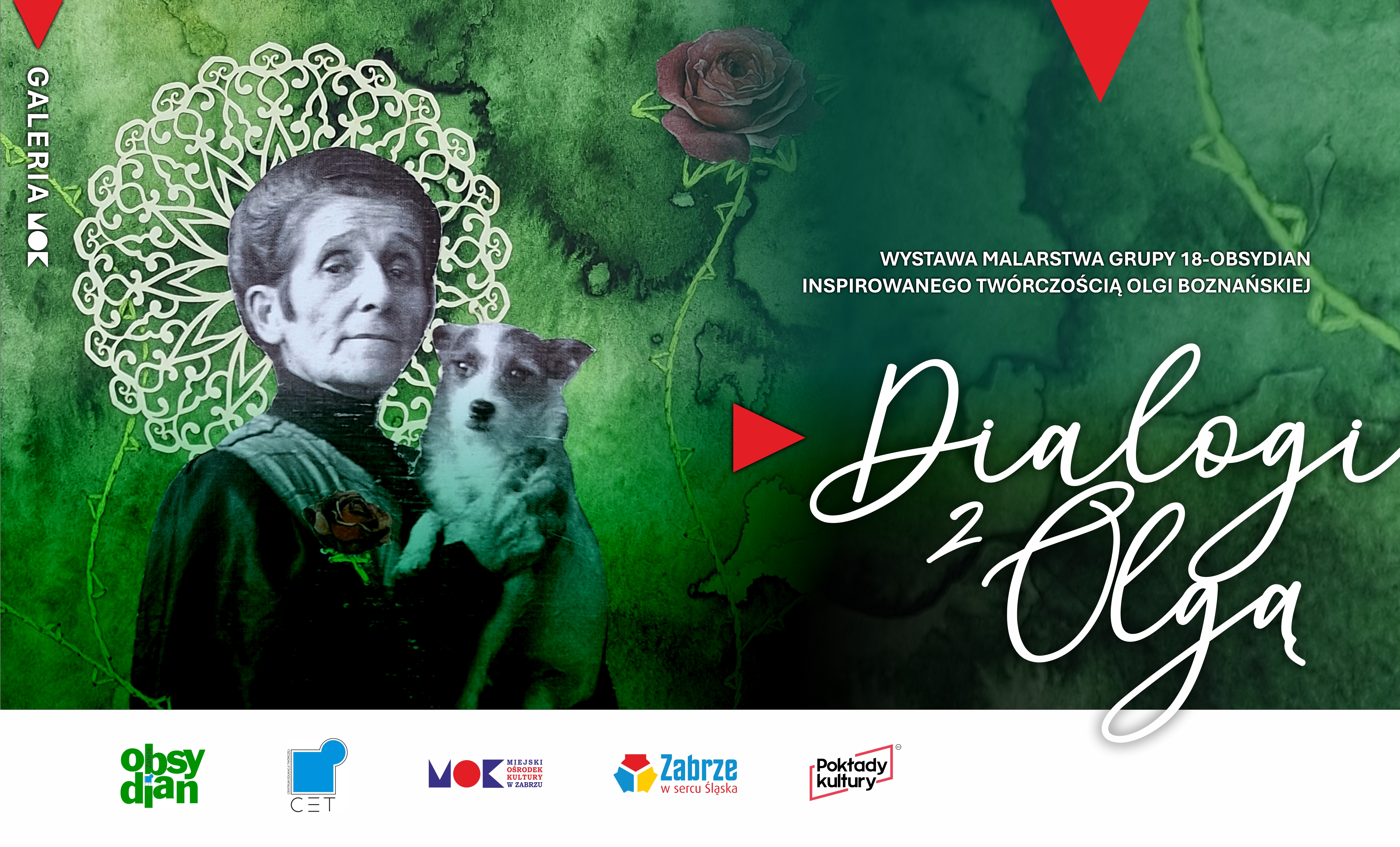 baner z obrazem autorki promujący wystawę